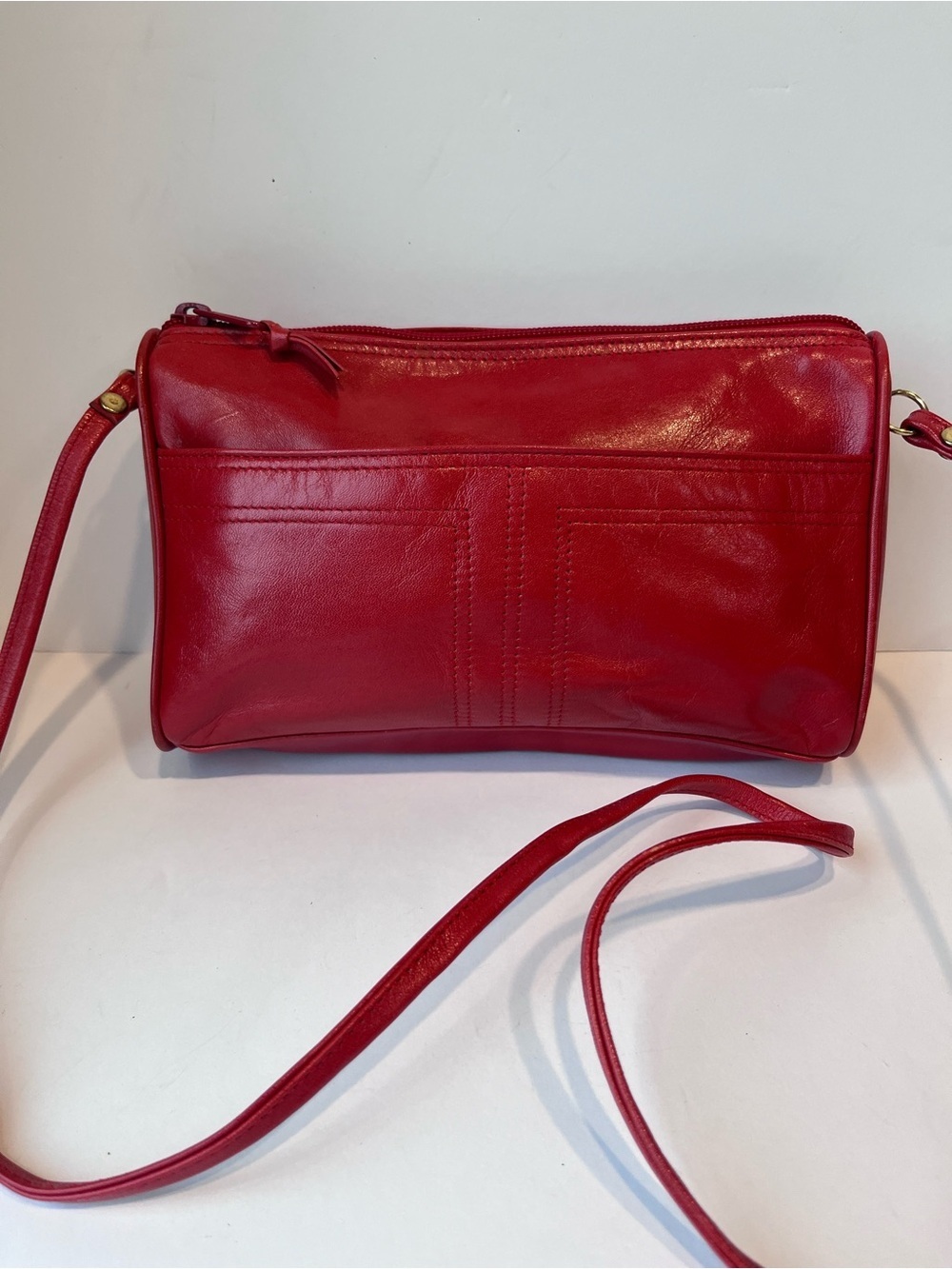 Vintage DeMure Red Leather Crossbody Bag 80’s